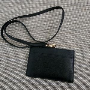 Leather card holder lanyard